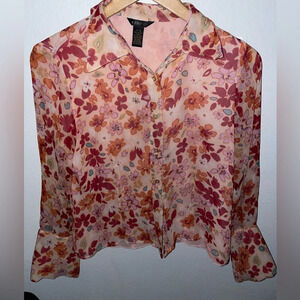 Sioni floral multicolored printed silk shirt‎ with classic collar